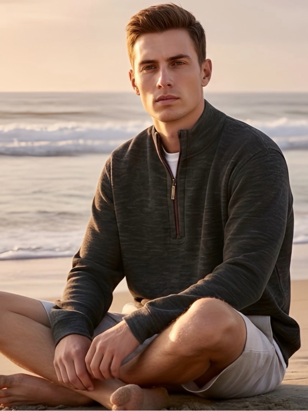 🌴 Tommy Bahama Men’s Quarter Zip Pullover – Dark Heather Gray Size XL|Fall Layer